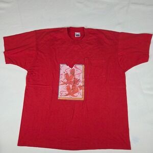 Vintage 80s 90s BVD Premium Red Chili Pepper "STINKY" Pocket T-Shirt Men's XL